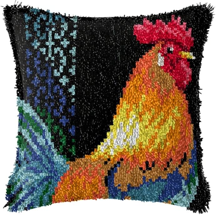 Rooster Latch hook Kits jastuk heklanje prediva prostirka Pre-štampani jastuk Needlework jastučnica kukom i rezu Kit Božić kući Sofa