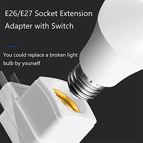 E26 / E27 Adapter za proširenje utičnice sa prekidačem,Utična utičnica za svjetlo, pretvaranje utičnice u utičnicu za žarulju, utičnica