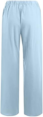 lcepcy lanene pantalone sa vezicama ženske Casual labave pantalone visokog struka lagane jednobojne pantalone sa džepovima