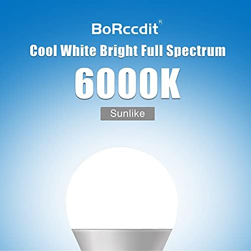 BoRccdit sijalica punog spektra 4PK, 6000k sijalice prirodne sunčeve svjetlosti, svijetle sijalice 9w 60W ekvivalentno, hladno bijelo