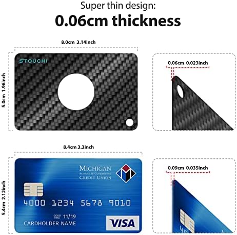 Stouchi AirTag držač kartice za novčanik slučaj 0.023 inča, najnoviji dizajn AirTag brava na kartici karbonska vlakna nikada ne ispadaju za torbicu, Patent za novčanik na čekanju 1-Pack