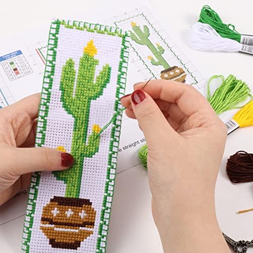 Caydo 3 kom Cross Stitch Bookmark Kit, Stamped vez Bookmark Kit za djecu odrasle početnike, DIY broje Crossstitch božićni poklon za