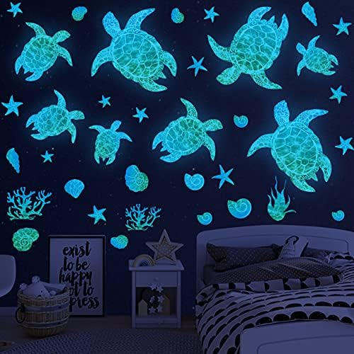Naljepnice na zidu morske kornjače naljepnice svijetle u tamnim zidnim naljepnicama vinilne okeanske naljepnice na zidu ispod morske