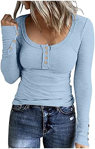 Ženski džemperi dugih rukava na dugim rukavima Dugme Ležerne majice Down Bluze Osnovne rebraste pletene košulje zime