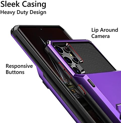 Vofolen za Galaxy S22 Ultra Case Nosilac kreditne kartice Skriveni utor sa skrivenim stražnjim džepom Dvostruki sloj Hybrid Čvrsti