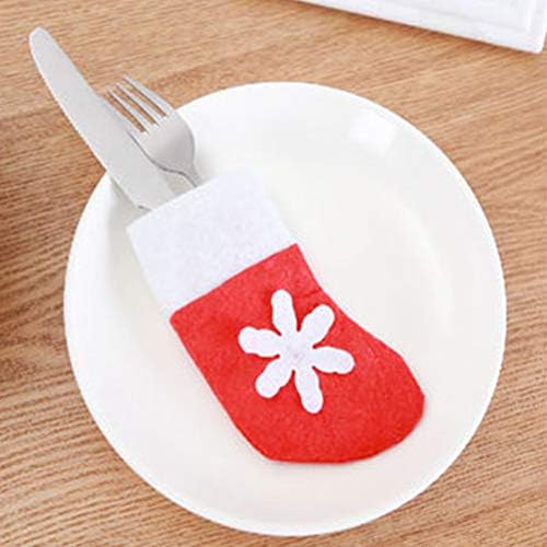 Upkoch10pcs božićne čarape u obliku tablične posude u obliku noževa viljuške vrećice za pribor za jelo