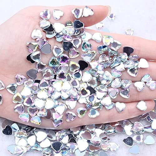Crystal AB Heart Shape Acrylic Rhinestones Flat Back Flat fasete za nokte Art ljepilo na DIY nakitu za izradu akrilnog dragulja -