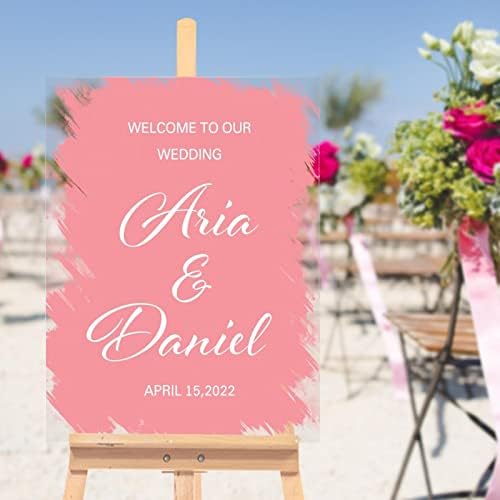 Alioyoit prilagodljiv akrilni vjenčani znak meka ružičasta čist akrilna vjenčanica Welcome Wof Wellow Chic Wedding Party Recepcija