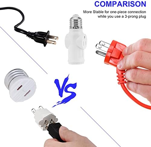 PAKESI 1-Pack E26/ E27 3 krak sijalica utičnica Adapter, 2/3 krak utičnica utikač Splitter Converter,polarizovana utičnica za utikač