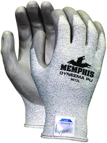 MCR sigurnost 9672L Dyneema 13-mjerača hlače i rukavice s paprikom sa dlanom i premazom prsta, sivom, velikom, 1-par