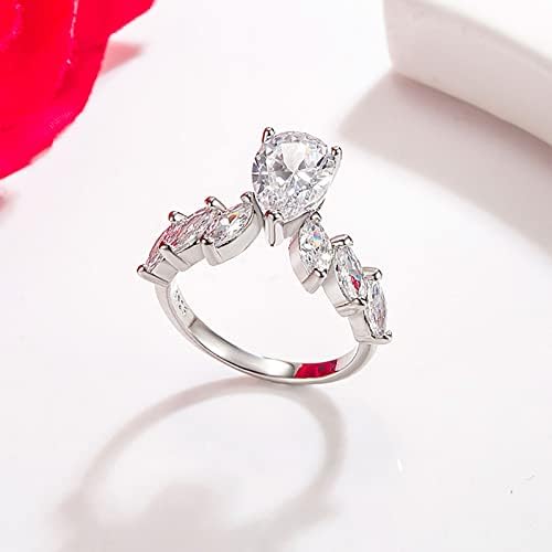 Debeli prsten za prsten za palac okrugli rez Zirkoni Žene vjenčani prstenovi nakit za žene za žene puni dijamantski dame prsten ružičaste
