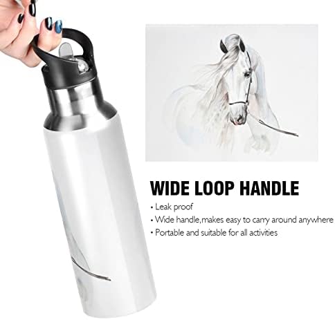 Senya 20 oz boce vode sa slamnim bijelim konjskim bocom od nehrđajućeg čelika za putovanja Sportska izolirana izolirana boca za vodu