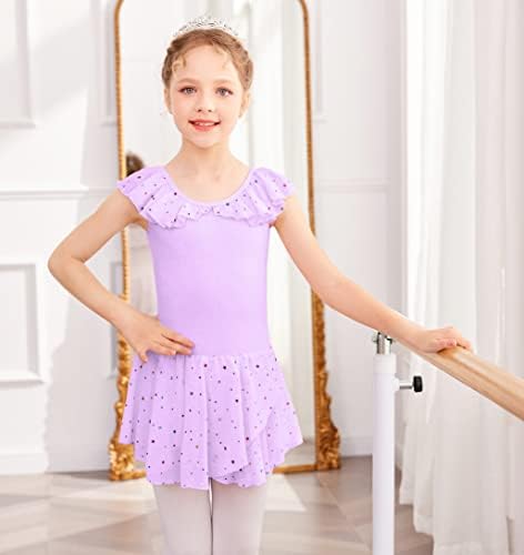 Zaclotre Girls Ballet Leotard sa suknjom Dječji šareni ruffle rukavi plesne haljine Ballerina Outfit