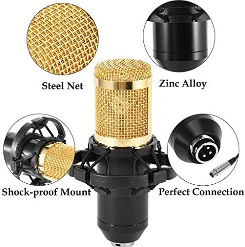 Komplet kondenzatorskih mikrofona, komplet mikrofona za snimanje sa postoljem za mikrofon i dvoslojnim filterom, studijski mikrofon