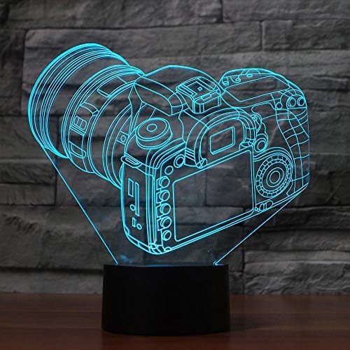 Jinnwell 3D kamera noćna lampa iluzija noćno svjetlo 7 promjena boje dodirni stol za presvlačenje Stolne lampe akrilna ravna ABS baza