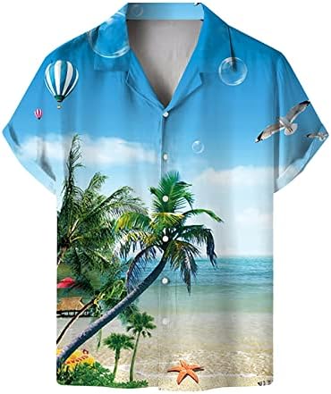 BMISEGM ljetne majice za muškarce Muškarci Ležerne prilike labave cvjetne tiskane plaže s kratkim rukavima male majice za