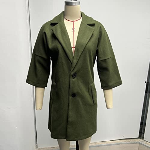 Kaputi za žene za žene labave, ležerna jesen i zimski vjetrov čvrsti gumb u boji niz 3/4 duljina kaputa sa pojasom