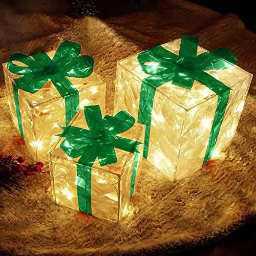 Osvijetljene božićne kutije, osvijetljene božićne kutije Pred-lit sa žarnim jasnim svjetlima baterija upravljane božićnim ukrasima
