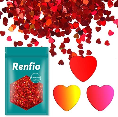 RENFIO 1,75 oz 50g holografski ljubavni oblik srca sjajni sjaj ljubavi Confetti Sequin blista rezin Sparkle Chunky Sequins za DIY
