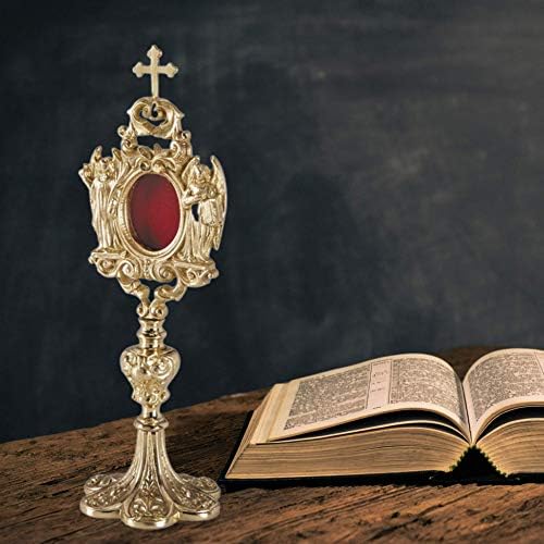 Mala mesingana relikvija sa držačem za relikju, za dom, katoličku crkvu ili kapelu, 12 inča