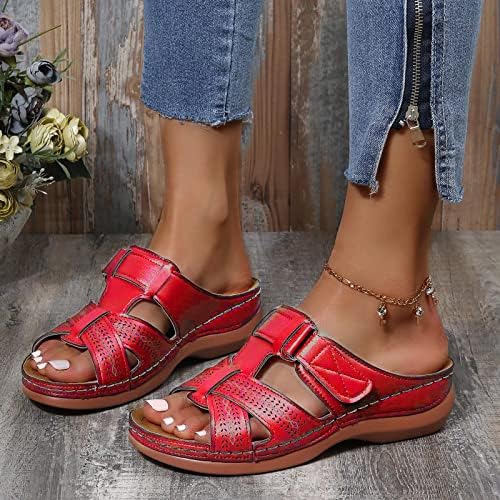 XipCokm Trendy sandale za žene 2023 Ljetne papuče Otvoreni kopč za spajanje kuka i petlje Podesi luk Podrška plaže za mamu