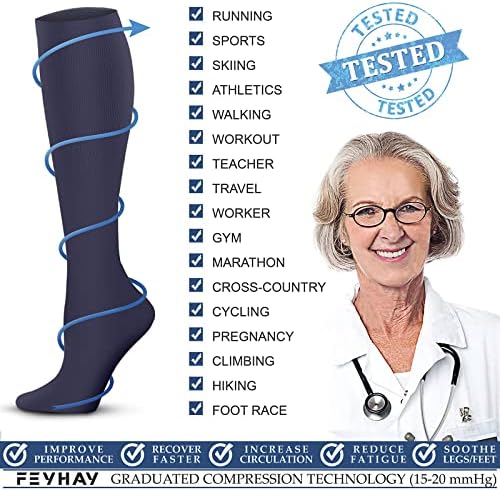 Čarape za kompresiju bakra 15-20 MMHG Cirkulacija je najbolji atletski i dnevnik za muškarce i žene, trčanje, penjanje