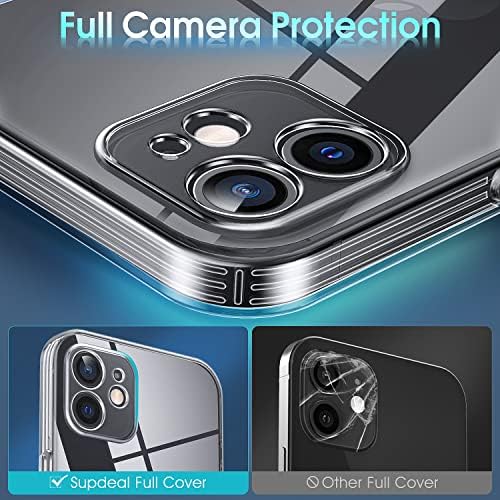 Supdeal Crystal Clear futrola za iPhone 12, [nije žutilo] [Zaštita kamere] [Ispitivanje prozirnog otpornosti na udarce] Prozirni udarni