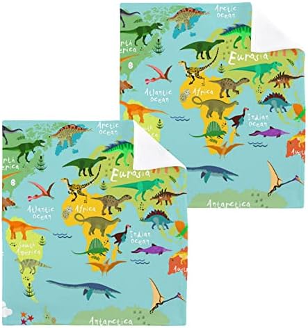 Dinosaurusi Karta Šonica 12x12IN Set, 6 paketa Apsorfil pamučni ručnik kvadrat kuhinjskih posuđa Ručnici, meko čišćenje ručnika za