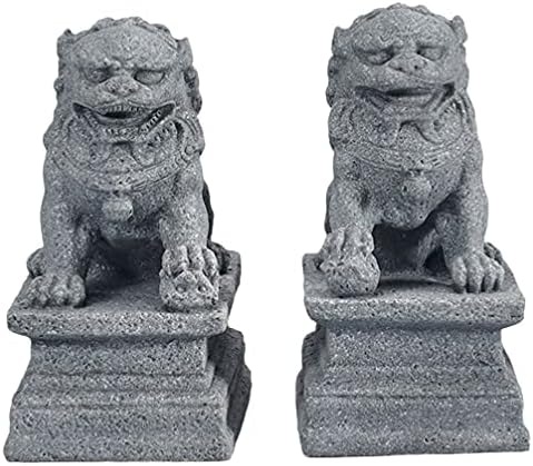 Doitool Početna Dekor Kameni Lion Figurine 2pcs Mini stavar Lion figurine Kineski stil Fu Foo Dogs Statue Par Ardening Lion Figurine