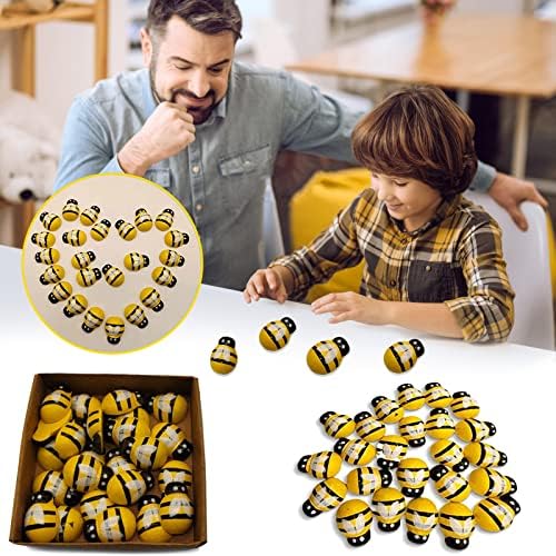 50pcs drvene 3D bespotežene pčele žuto obojene ravne pčele - mala pčela može se zalijepiti za Craft ScrapBooking, tuš za bebe, rođendanske
