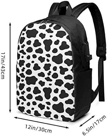 Wowsuo kravlje ruksak za laptop za laptop Aldult tanak izdržljiv dnevni paket s USB portnim putovanjima, casual 17 inčna torba za