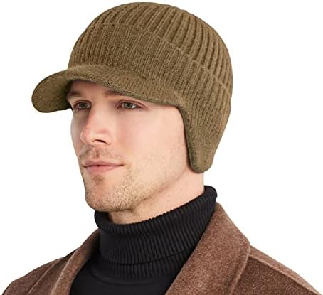 AkiiGer Muška zimska kapa sa obodom, topla Muška kapa za naušnice, debela pletena kapa od flisa na otvorenom