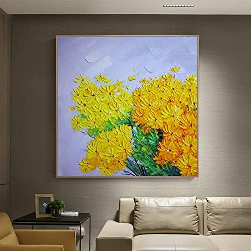 ručno oslikana uljana slika crveno cvjetno cvijeće moderna apstraktna Zlatna lista žuta dekoracija Doma dnevna soba na platnu