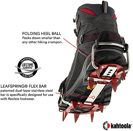 Kahtoola KTS čelični pješački krmpi sa snježnim kožnim kožama za zimsko planinarenje i ruksak