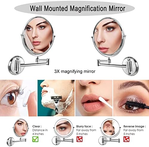 Srvnt ogledalo za šminkanje, okretno proširivo ogledalo za brijanje od 360° zidno ogledalo za uvećanje Hd ogledalo za ispraznost protiv magle dvostrano ogledalo za uljepšavanje