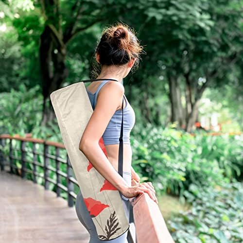 RATGDN Yoga Mat torba, Mak Flower Exercise Yoga Mat Carrier full-Zip Yoga Mat torba za nošenje sa podesivim remenom za žene i muškarce