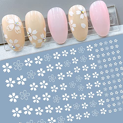 Naljepnice za umjetnost noktiju s bijelim cvijetom cvjetovi trešnje naljepnice za nokte Sakura Nail Art Supplies 3d samoljepljivi