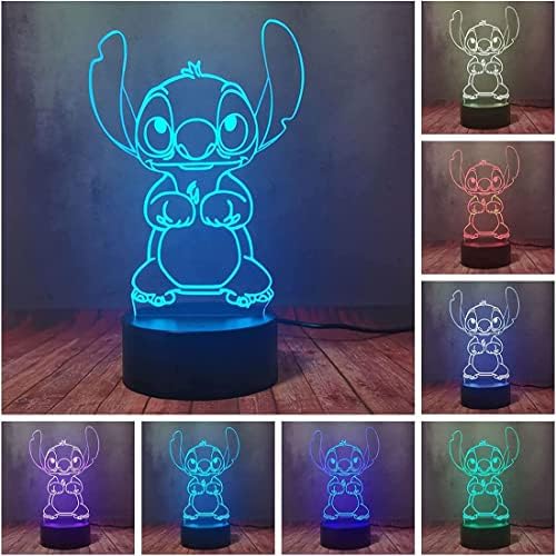 Stitch noćno svjetlo, Lilo i Stitch 3D Led stolna lampa na daljinsko inteligentno daljinsko upravljanje stena lampa 16 boja Stitch