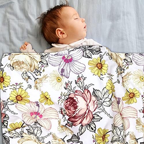 Hnhuaming cvjetna deke, cvjetni minky toddler pokrivač za dječake, isprekidana podloga, dvosloj, krevetić, za rasadnik / kolica /