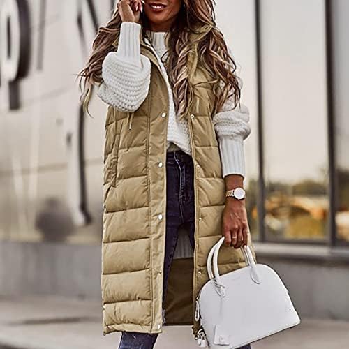GAZOOART ženski s kapuljač s kapuljačom dugim prvim zip lapelom tople puffer zimski prsluk trendi jeseni kaput jakna
