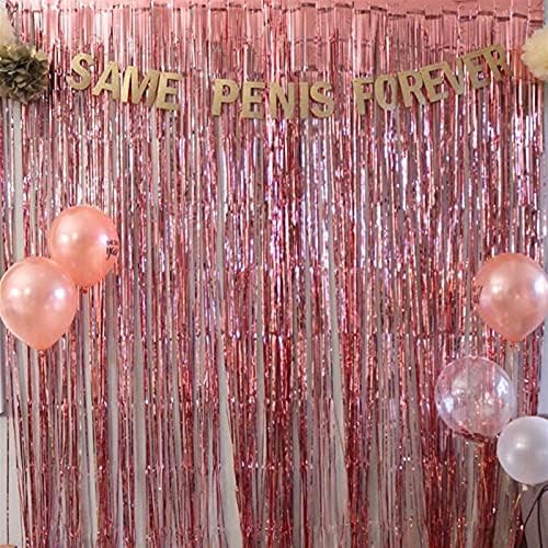 ZCXIYU 2M ruža zlatna metalna folija Tinsel Fringe zavjesa kišna kišna dekoracija rođendana rođendan pozadinama za pozadinu