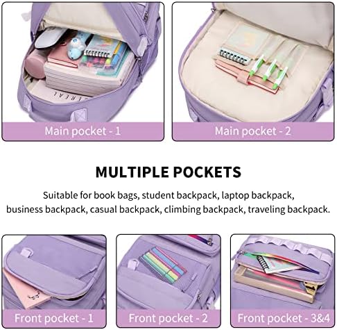 Harlang multifunkcijski ruksak za tinejdžere, ruksak za laptop fit 15,6 inča, klasična jastuka za knjige sa više džepova, izdržljiva