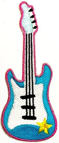 Kleenplus 2kom. Plava gitara muzika crtani film Patch gitara vezena aplikacija zanat ručno rađena beba dijete djevojka Ženska odjeća