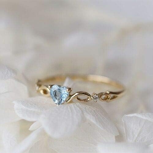 T-nakit 14k Zlatno srce safir komada izuzetne male svježe dame zaručnički prsten
