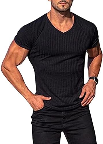 Modni Athletic Workout T majice za muškarce kratki rukav V vrat aktivni mišići trčanje Tee Tops Shirt
