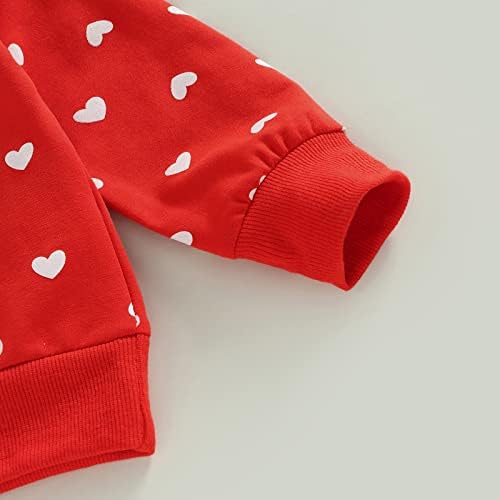 Baby Boy Girl Valentines Day Outfit Pismo Ispis Crewneck Dukserice TOP + LASETE HLAČE Moje prve valentine