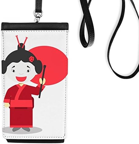 Bijeli crveni japan crtani umjetnost deco poklon modni telefon novčanik torbica viseći mobilni torbica crni džep