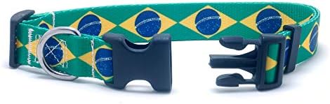 Ovratnik za pse i povodac set sa brazskom zastavom | Izvrsno za brazilske praznike, posebne događaje, festivali, dane neovisnosti