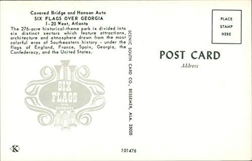 Six Flags over Georgia - pokriven Most i Hanson Auto Atlanta GA Original Vintage razglednica