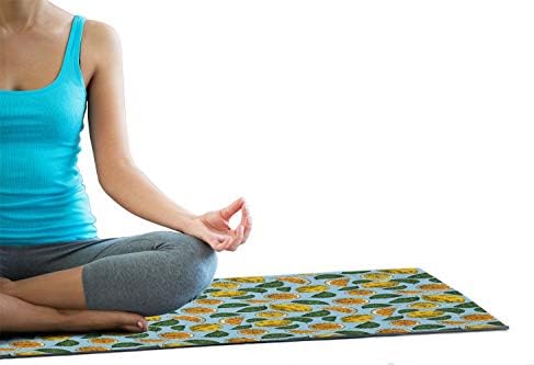 Ručnik za jogu AMBESONNE LEMON, digitalno generirano kiselo voće i lišće, neklizajući duks upijaju joga pilates pokrivač za vježbanje,
